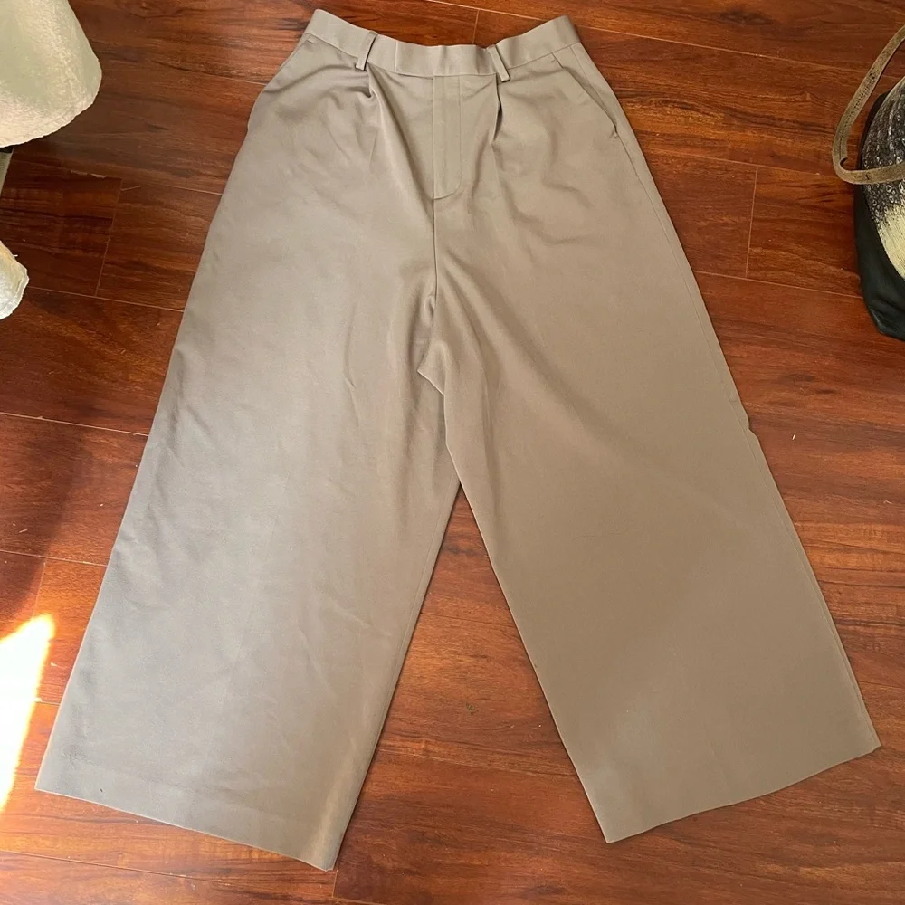 Asos Men Unisex Beige Wide-Leg Trousers